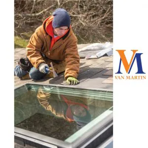 Van Martin crew member installing a Velux skylight
