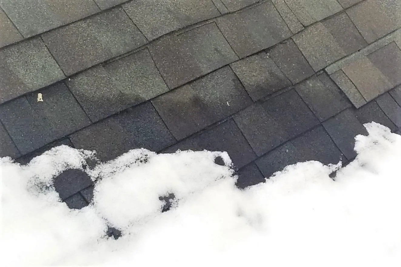 Shingle roof leak from snow in Dayton Ohio