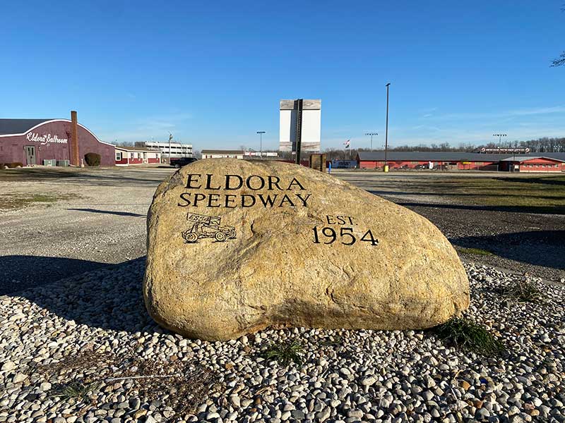 Eldora Speedway engraved rock